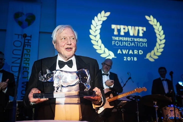 David Attenborough at the Perfect World Foundation Awards in 2018.